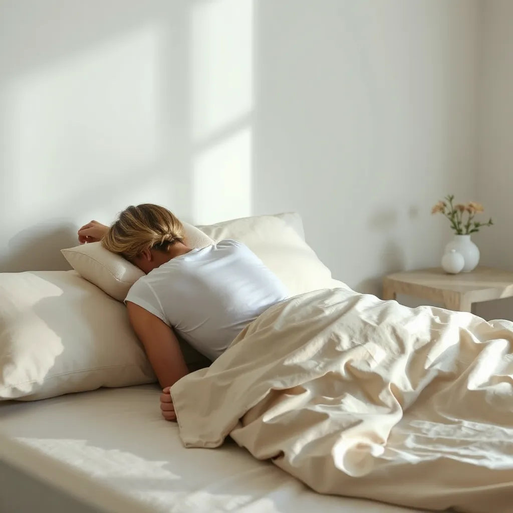 Ergonomiczna poduszka podtrzymująca głowę i szyję na łóżku, w wygodnej pozycji do snu.